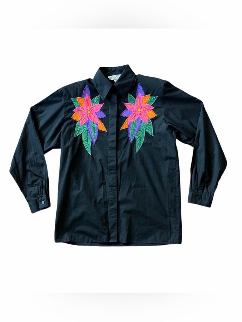 Vintage 80s Harbour Vue Patchwork Blouse 10